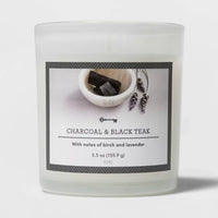 5.5oz Glass Jar Charcoal and Black Teak Candle - Threshold