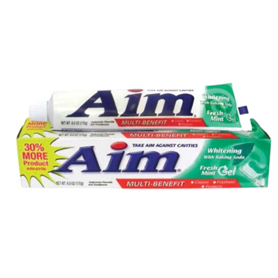 Aim Toothpaste 5.5 Oz 156g Witng Wt Bkng Soda Fresh Mint DLC: JUL25