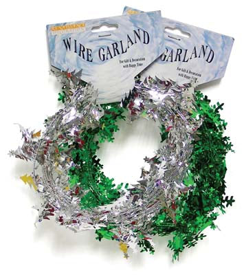 Metallic Wire Garland Snowflake 9 Feet Assorted Colors