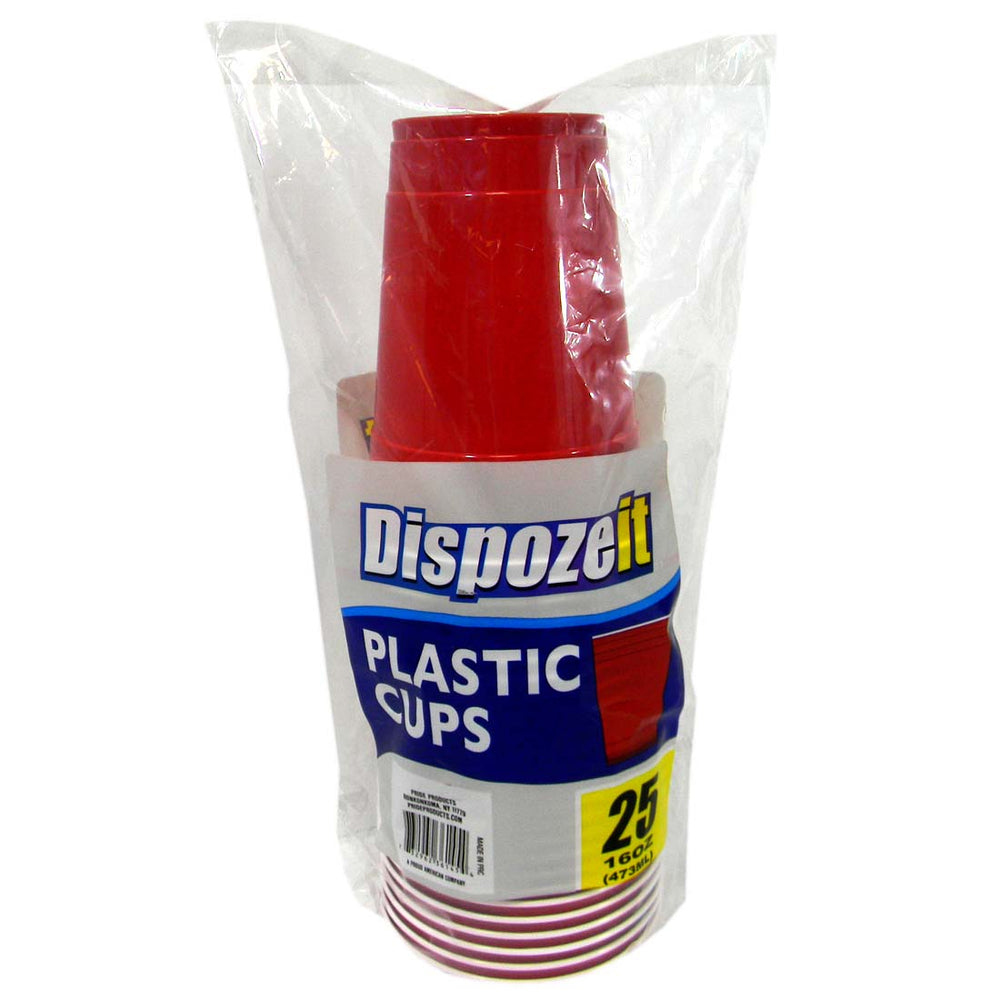 Dispozeit Plastic Cup 16Oz 25 Ct Red BKO
