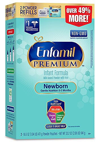 Enfamil Newborn PREMIUM Non-GMO Infant Formula, Powder, 33.2 Ounce Refill Box