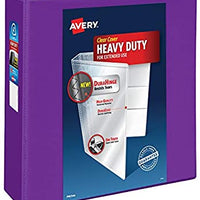 Avery® 2" Heavy Duty 3 Ring Binder with Clear Cover Purple