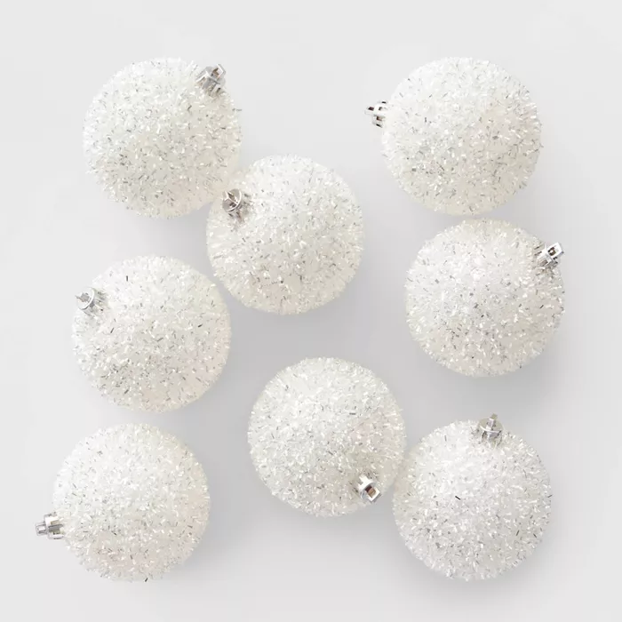 8ct 70mm Shatter Resistant Christmas Ornament Set White Sea Urchin - Wondershop™