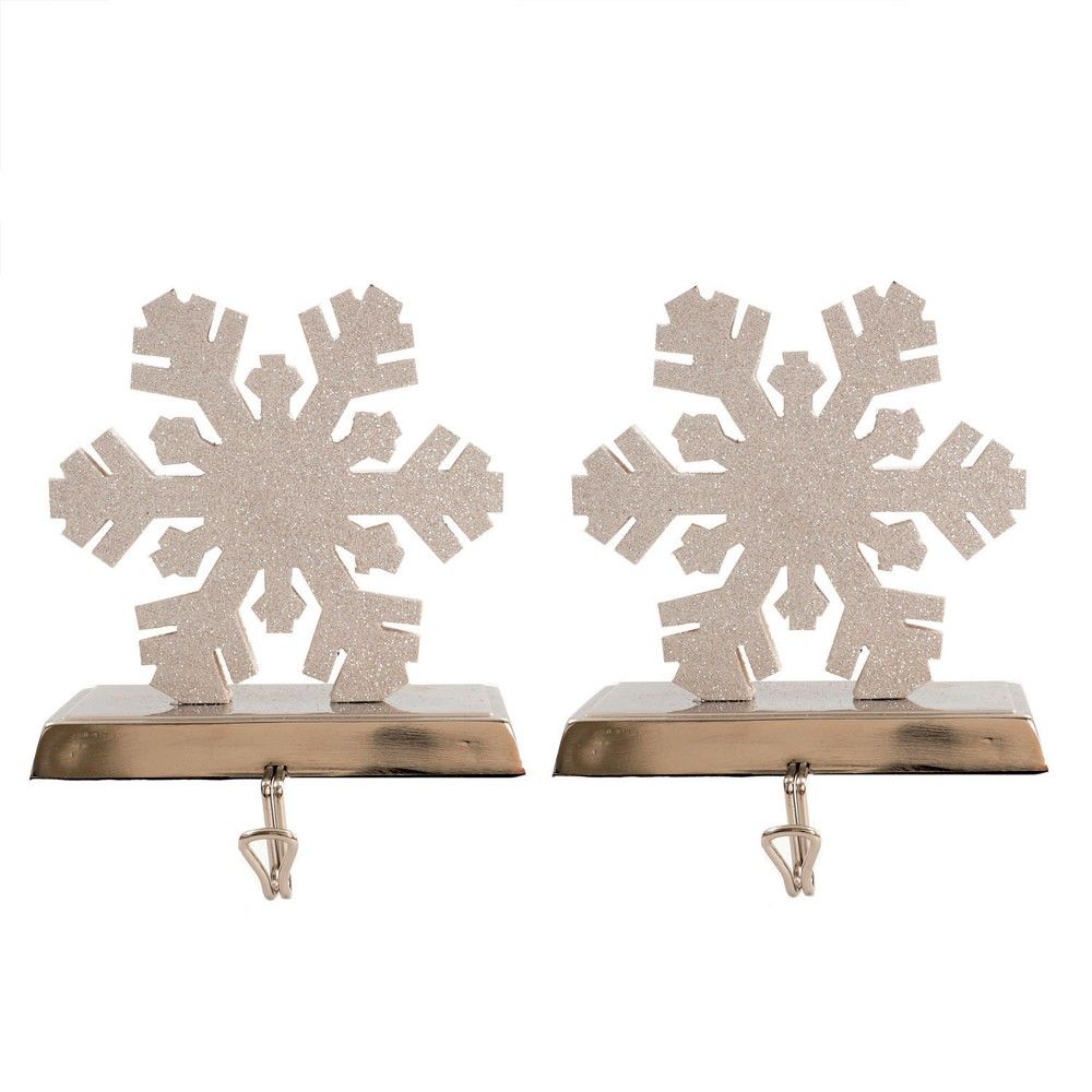 2ct Glitter Snowflake Christmas Stocking Holders - Wondershop™