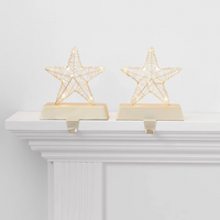 2pk Dew Drop Light Up Star Christmas Stocking Holder Silver - Wondershop™
