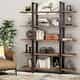 Tribesigns Triple Wide 5-Shelf Bookcase, Etagere Large Open Bookshelf Vintage Industrial Style Shelves Wood and Metal bookcases Furniture for Home & Office