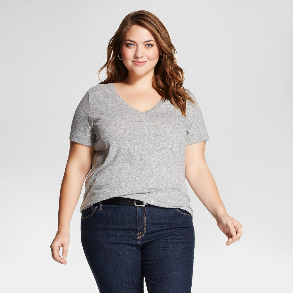 AVA & VIV, Women's Plus Size Short Sleeve Tee Gray- 4X(28W/30W)