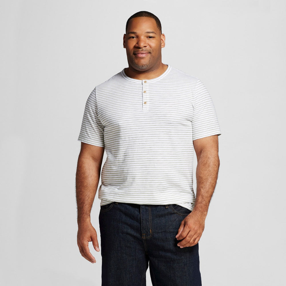 Men's Big & Tall Striped Short Sleeve Henley Shirt