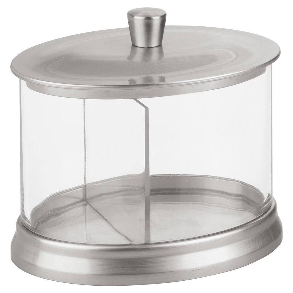 Oval Bathroom Vanity Canister with Dividers Matte