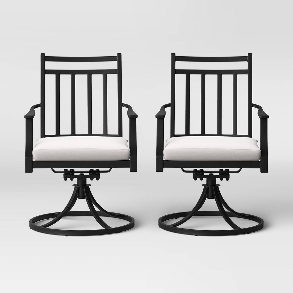 Fairmont 2pk Metal Swivel Rocking Patio Dining Chair Linen - Threshold™