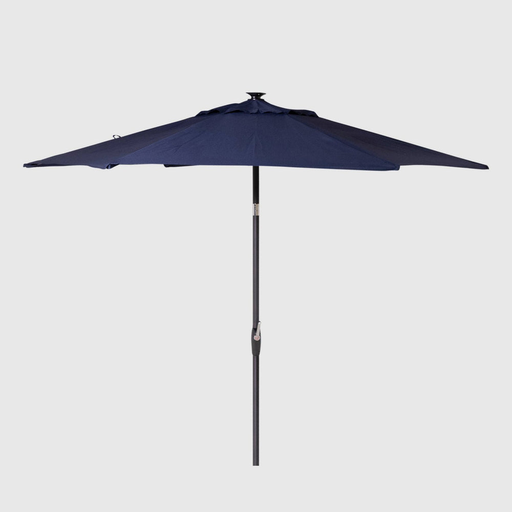 9' Round Solar Patio Umbrella Navy - Black Pole - Threshold™