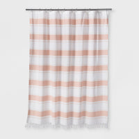 Woven Stripe Shower Curtain White - Threshold153