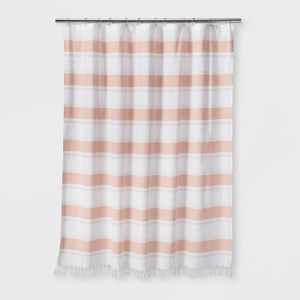 Woven Stripe Shower Curtain White - Threshold153