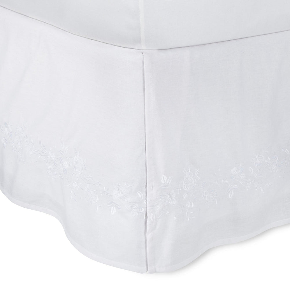 White Embroidered Bed Skirt (Queen) - Simply Shabb