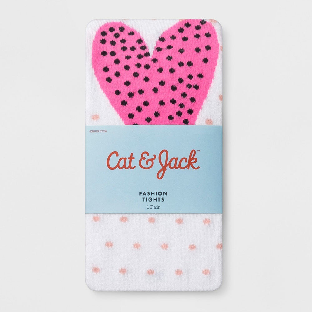 Girls' Heart Polka Dot Tight - Cat & Jack White L