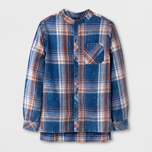 Boys' Long Sleeve Plaid Flannel Button-Down Shirt