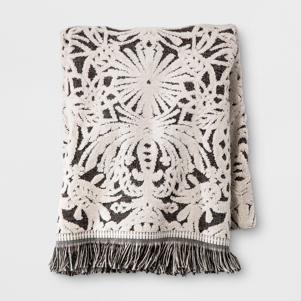 Allover Pattern Bath Towel Black/White - Opalhouse