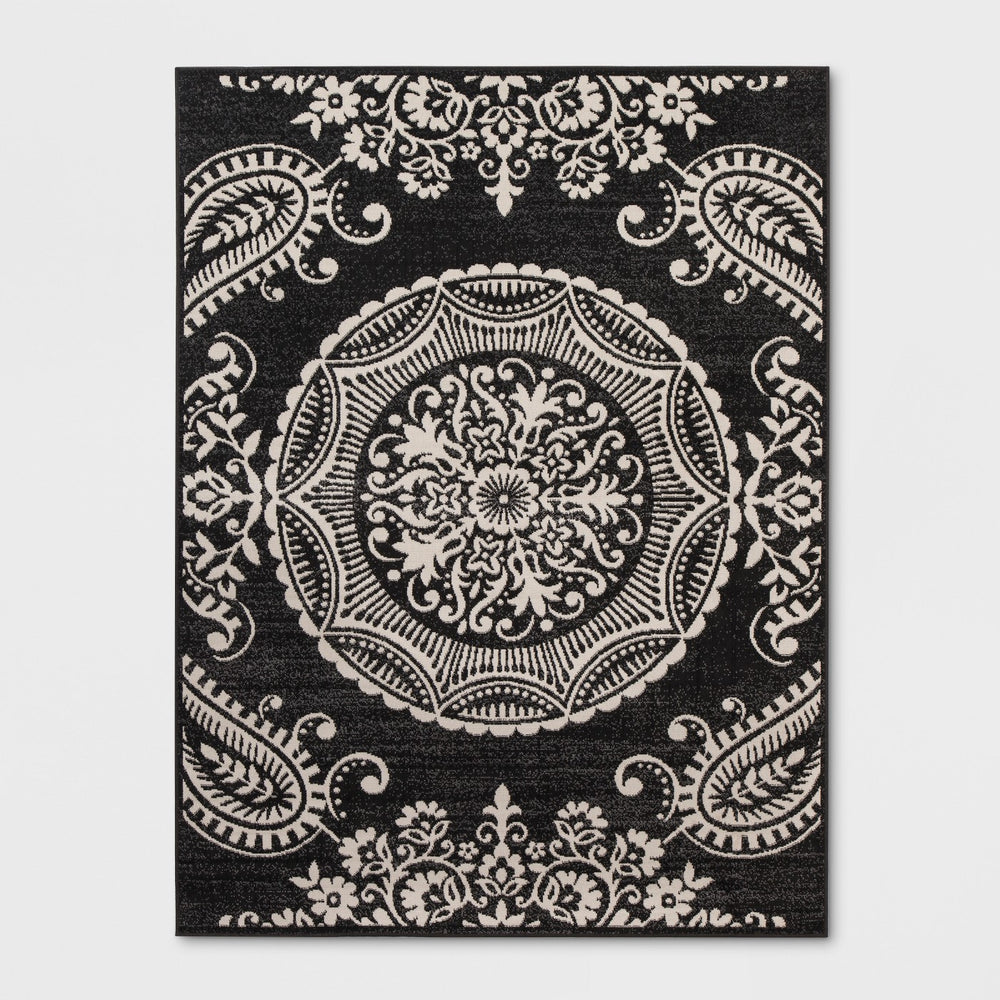 5' X 7' Medallion Outdoor Rug Charcoal - Opalhouse™