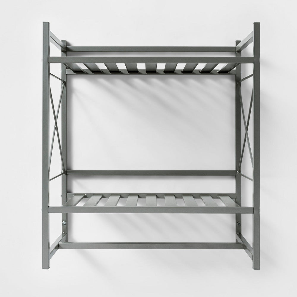 Square Tube Decorative Wall Shelf Brushed Nickel -