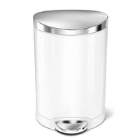 6L Semi-Round Step Open Trash White/Steel - simplehuman