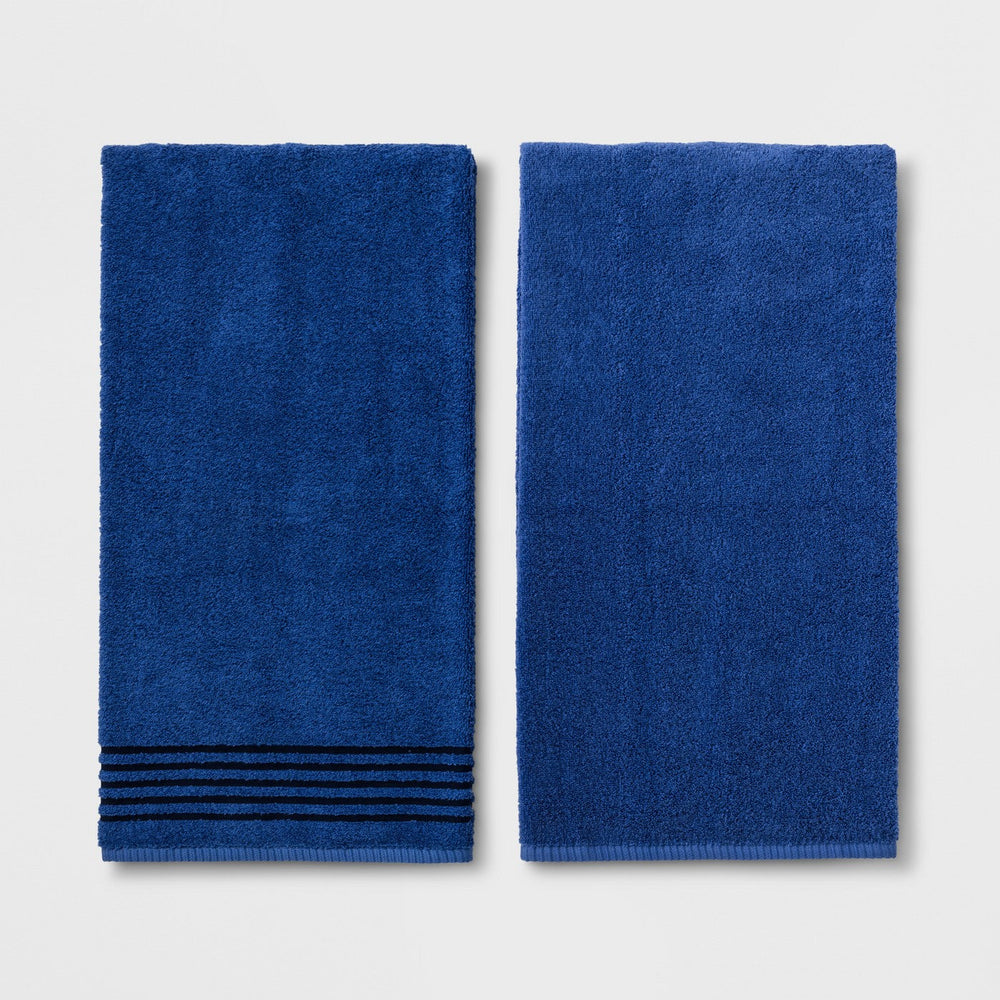 Solid Bath Towel Set Dark Blue - Room Essentia