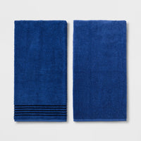 2pk Solid Bath Towel Set Dark Blue - Room Essentia