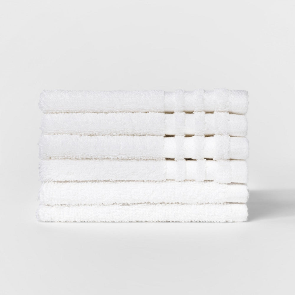 6pk Solid Washcloth Set White - Room Essentials1