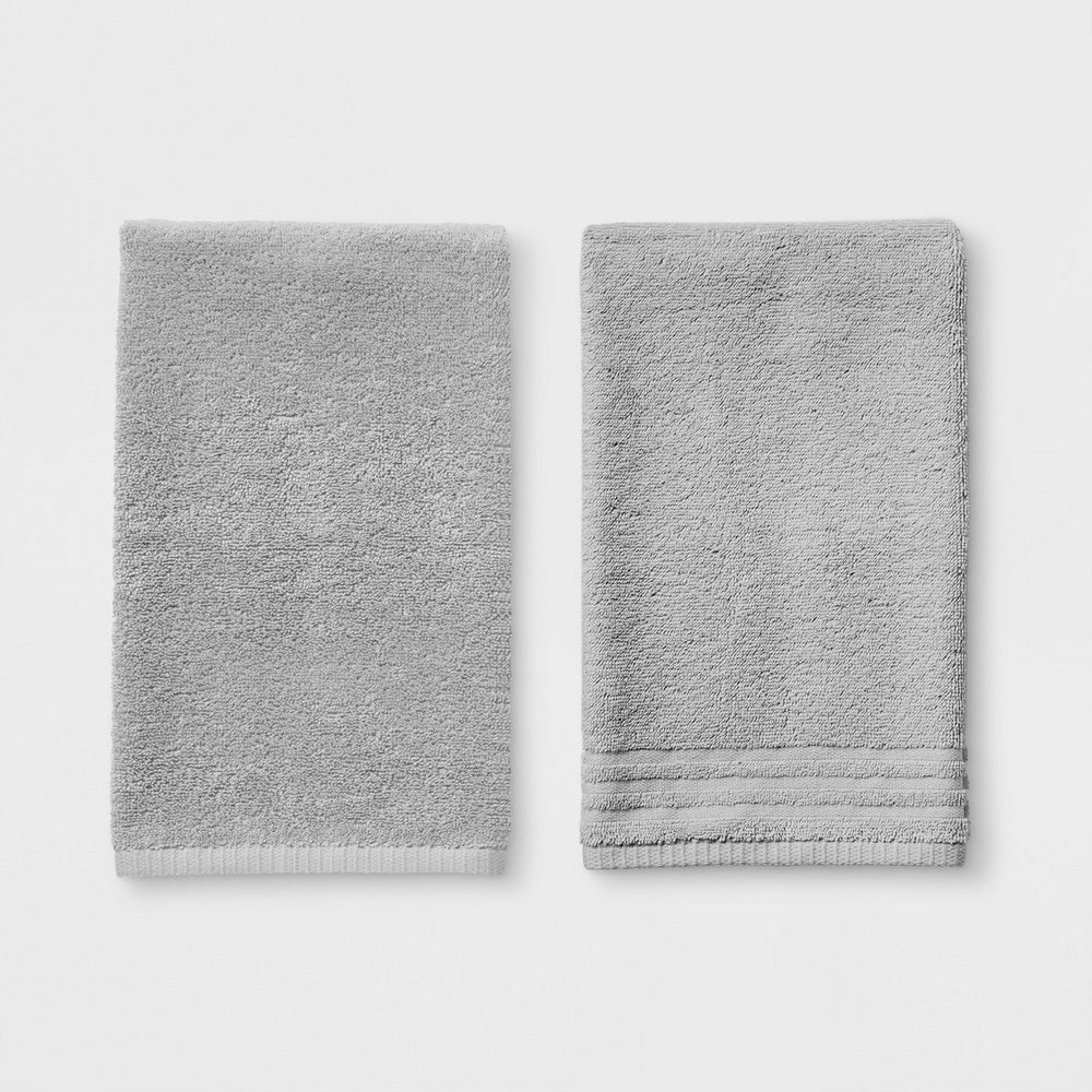 2pk Solid Hand Towel Set Gray - Room Essentials1