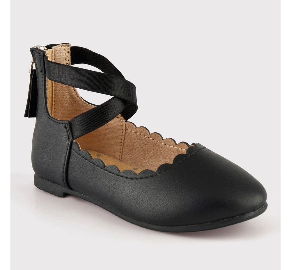 Toddler Girls' Reyce Ankle Strap Ballet - Cat & Jack Black 6
