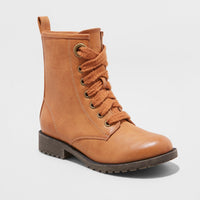 Girls' Lida Laceup Boots - Cat & Jack Cognac