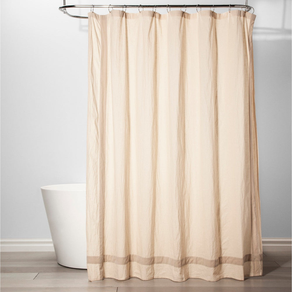 Solid with Velvet Shower Curtain Chalk - Threshold