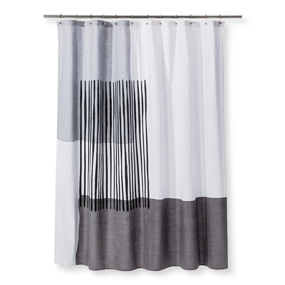 Woven Block Placement Printed Shower Curtain Gray