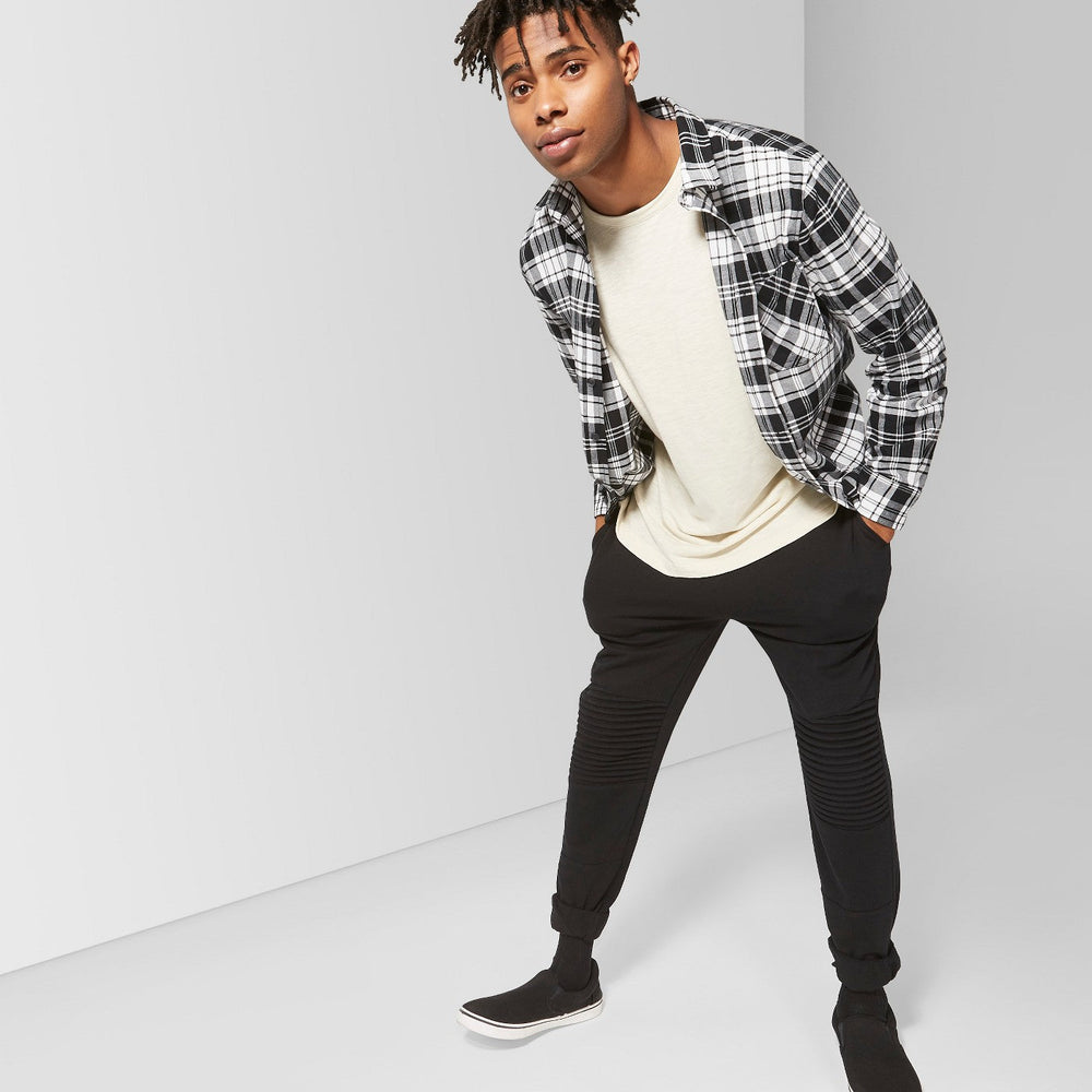 Men's Plaid Long Sleeve Button-Down Shirt - Origin