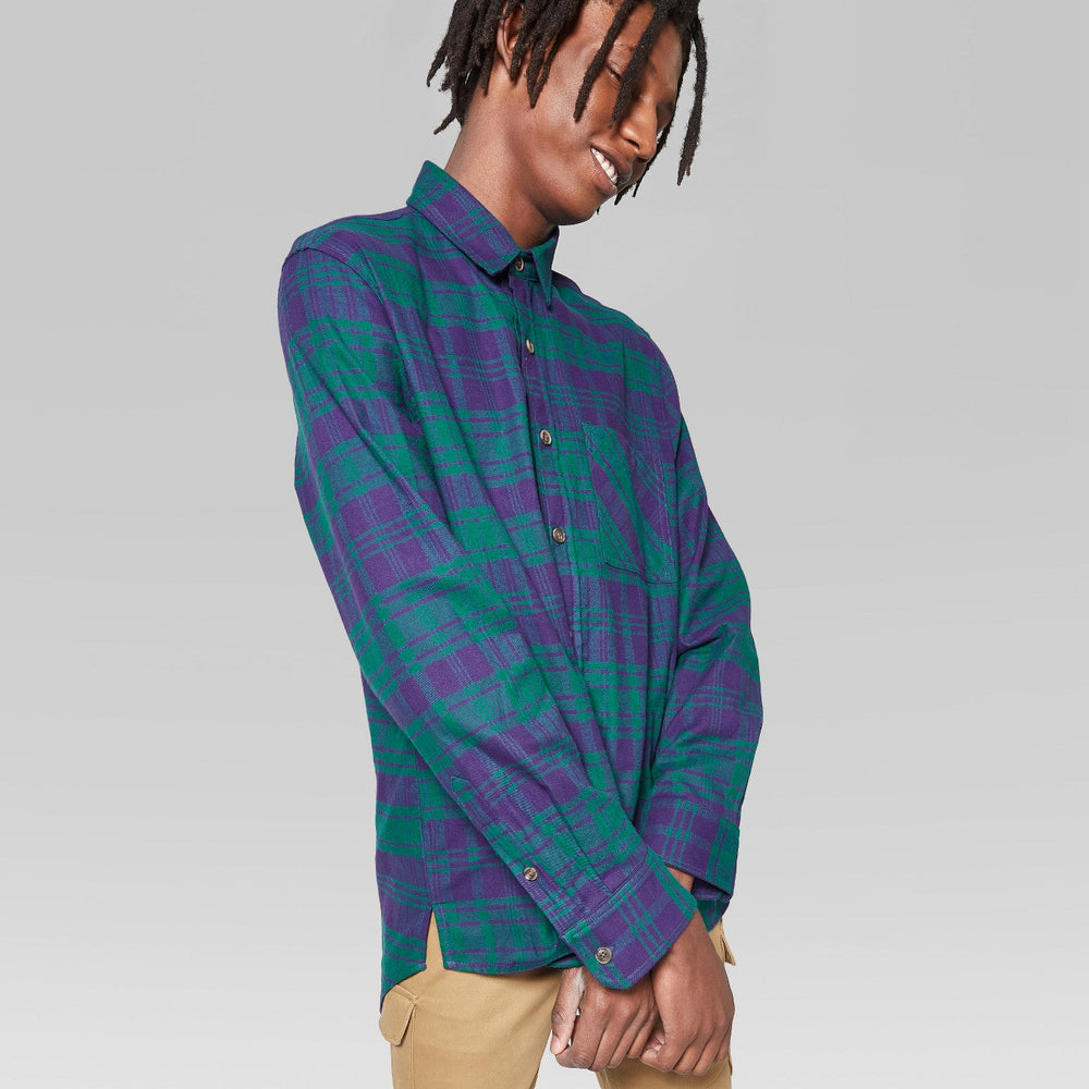 Men's Plaid Long Sleeve Button-Down Shirt - Origin