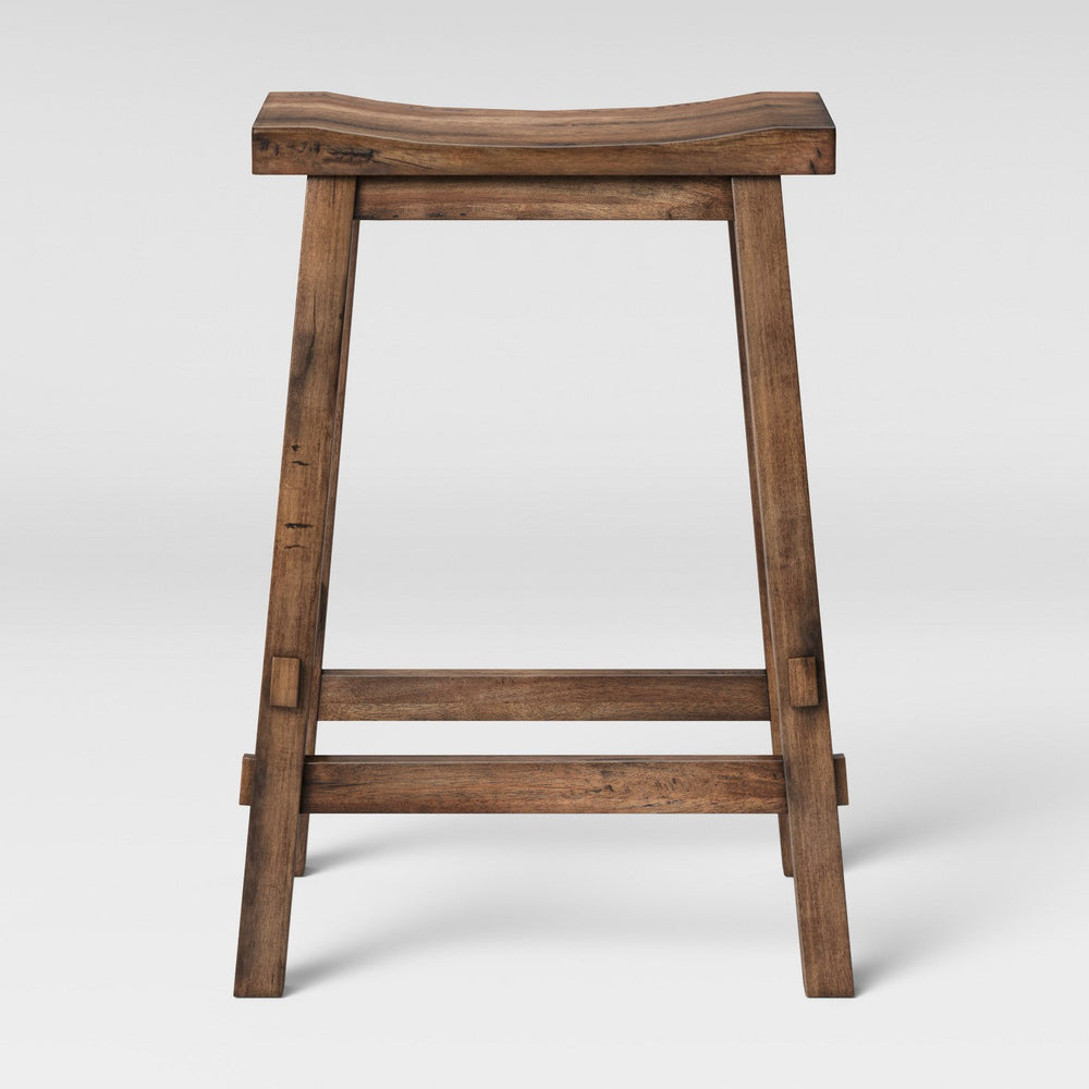 Halifax Farmhouse Wood Counter Stool Brown - Thres