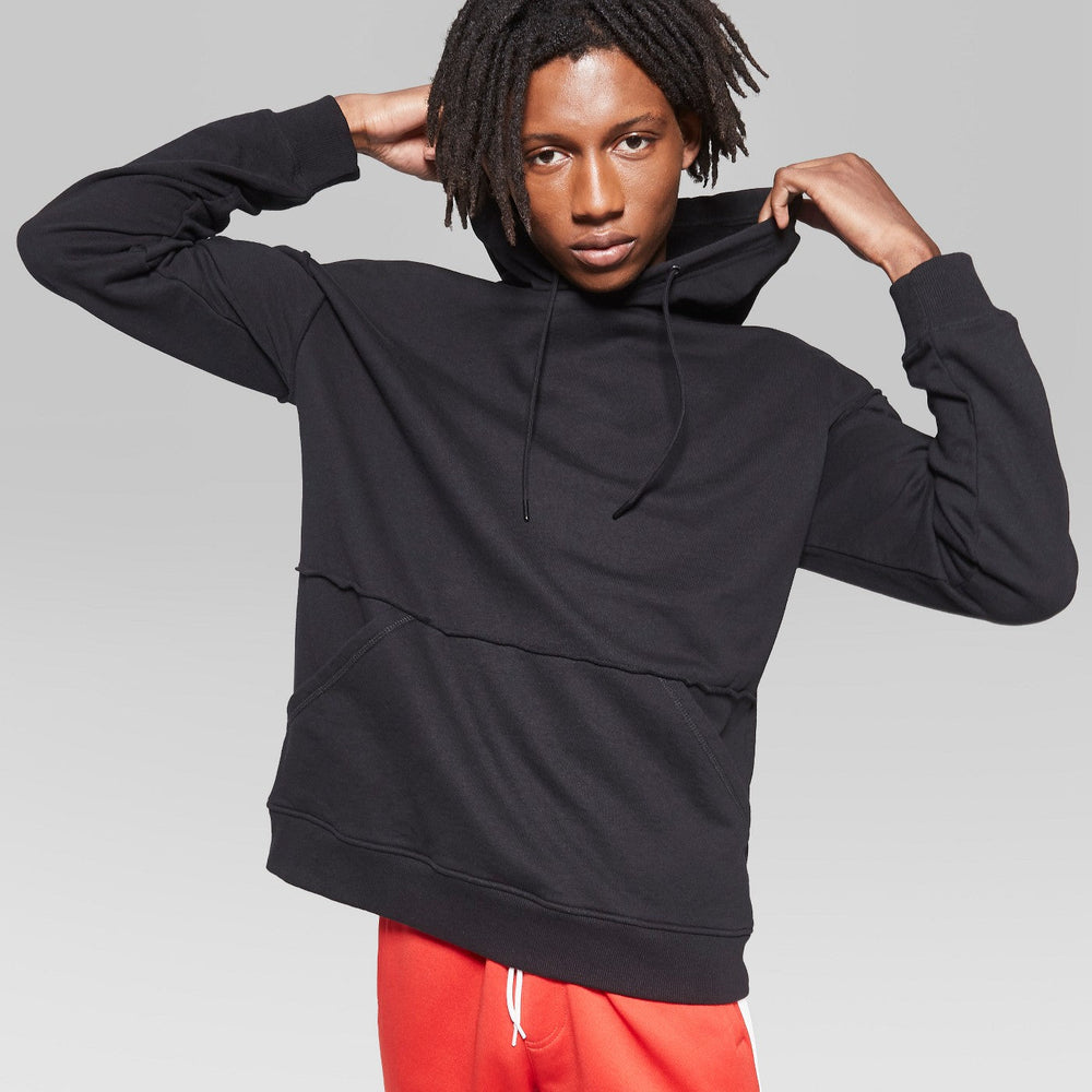 Men's Long Sleeve Raw Edge Hoodie Sweatshirt - Ori