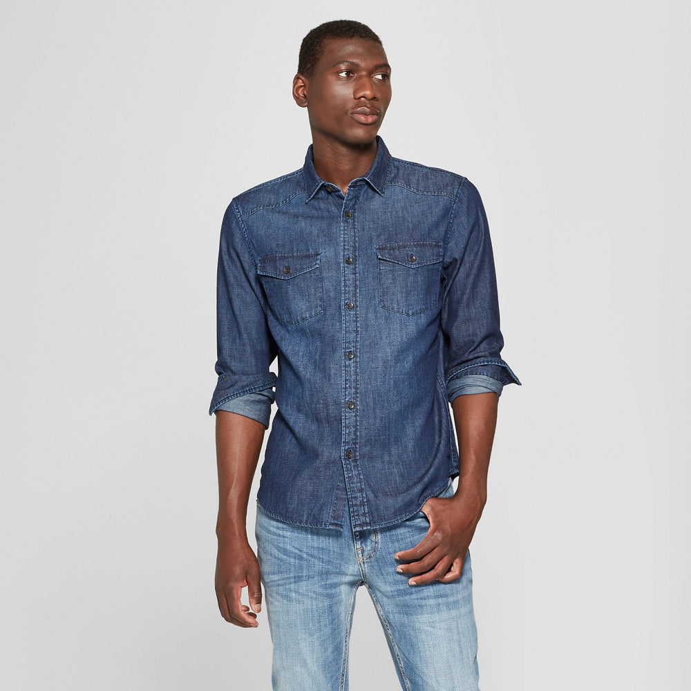 Men's Long Sleeve Denim Shirt - Goodfellow & Co1