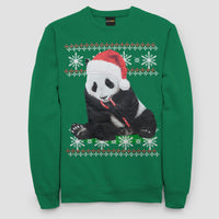 Men's Ugly Christmas Panda With Candy Cane Long Sl