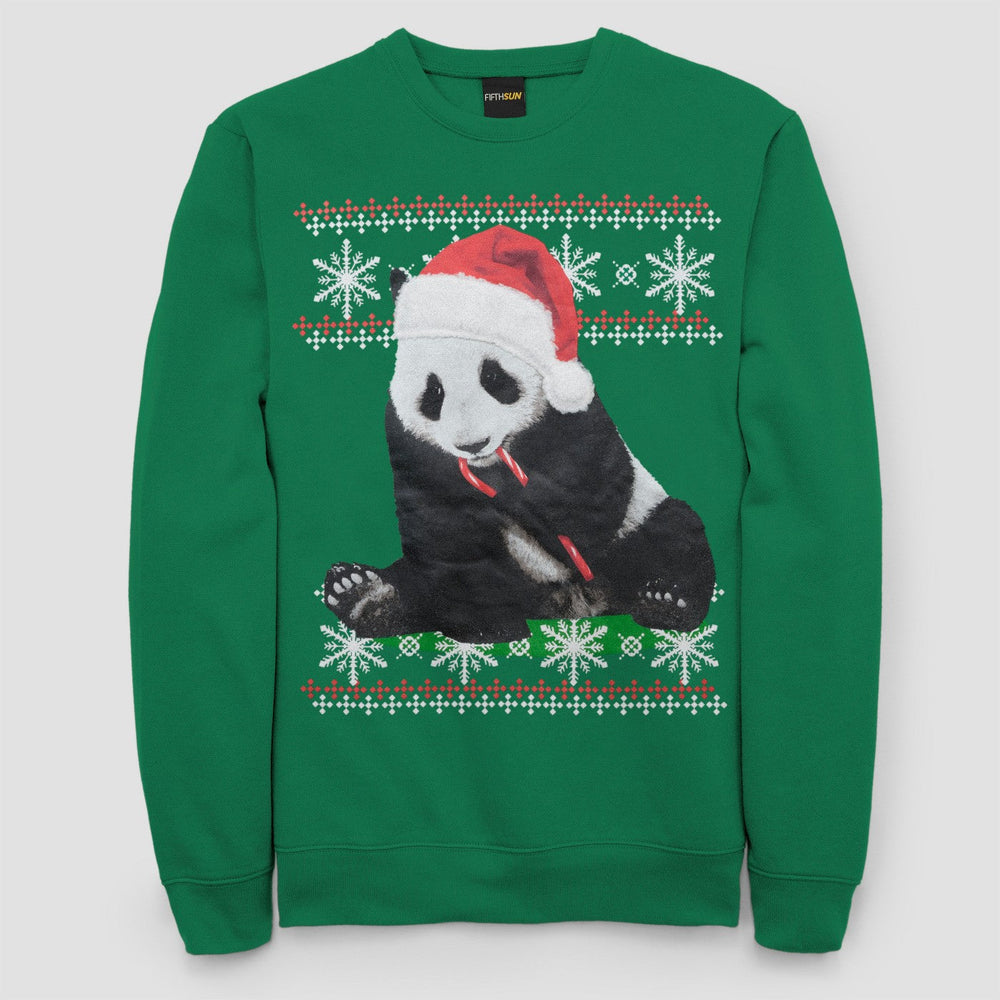 Men's Ugly Christmas Panda With Candy Cane Long Sl