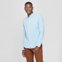 Men's Long Sleeve Knit Button-Down Shirt - Goodfel