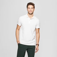 Men's Standard Fit Short Sleeve Loring Polo T-Shirt - Goodfellow & Co True White Opaque S