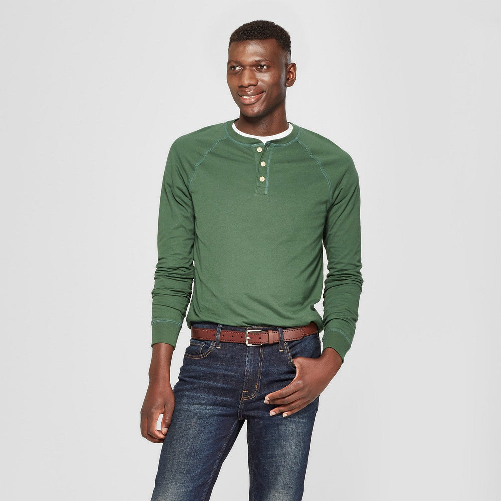 Men's Standard Fit Long Sleeve Jersey Henley Shirt