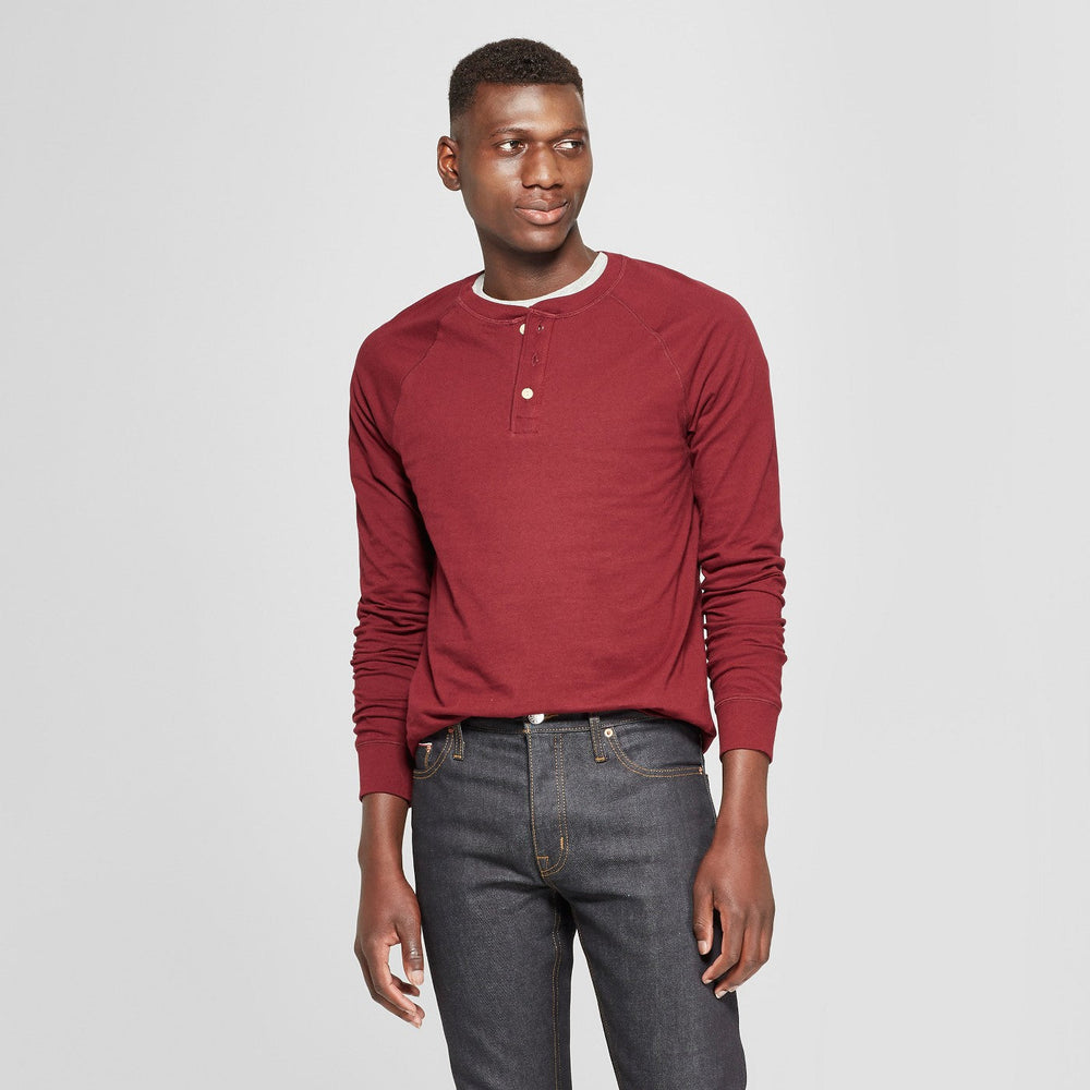 Men's Standard Fit Long Sleeve Jersey Henley Shirt