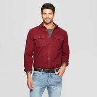 Men's Long Sleeve Pocket Flannel Button-Down Shirt