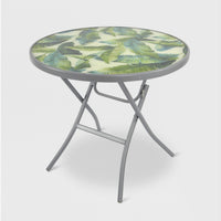 32" Folding Patio Bistro Table Green/White Leaf - Threshold™