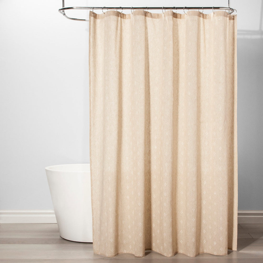 Diamond Shapes Shower Curtain White Feather - Thre