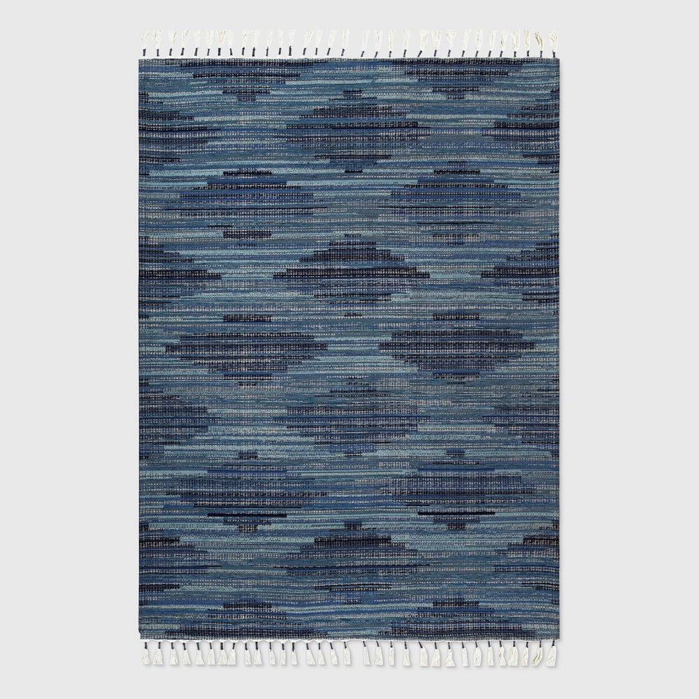 5' x 7' Diamond Tassel Outdoor Rug Blue - Opalhouse™