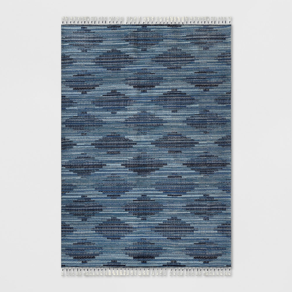 7' x 10' Diamond Tassel Outdoor Rug Blue - Opalhouse™