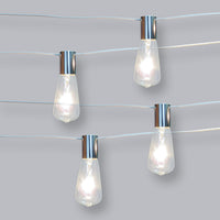 10ct Vintage Bulb Outdoor String Lights Stainless Collar White Wire - Threshold™