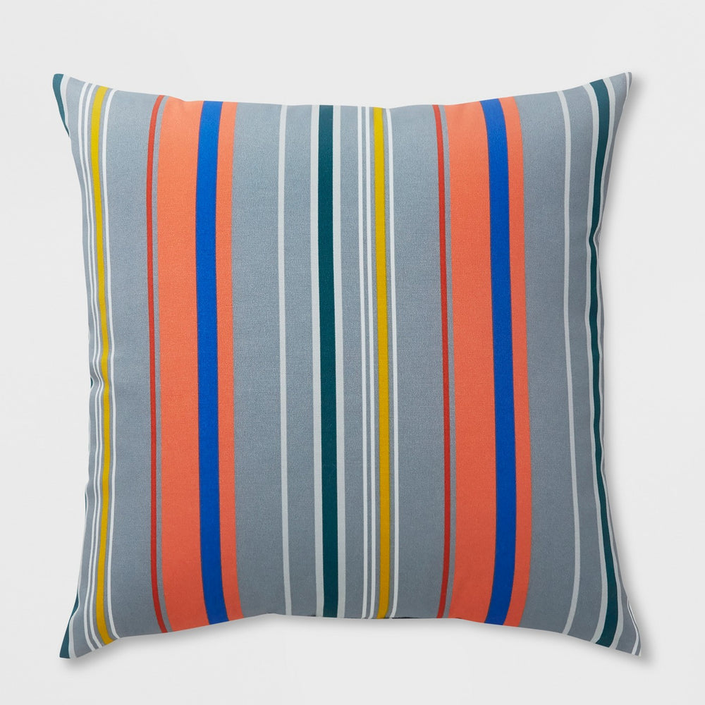 Oversize Square Avenue Stripe Outdoor Pillow Gray - Project 62™